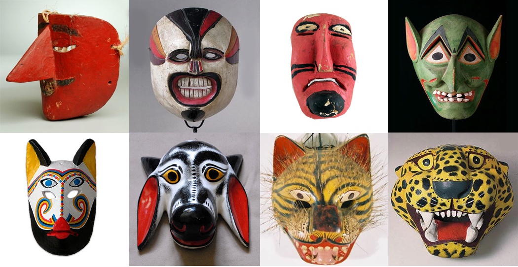 Почему нара в маске. Мексиканские народные маски. Русские народные маски. Маски духов. Мексиканские маски для театра.